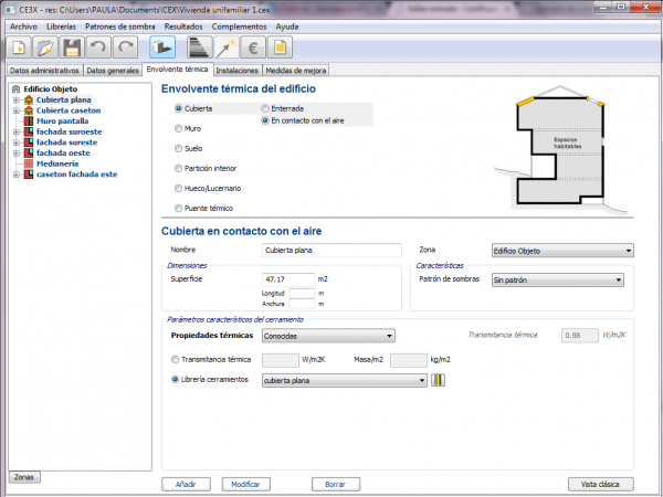 CE3X Cubierta en contacto con el aire