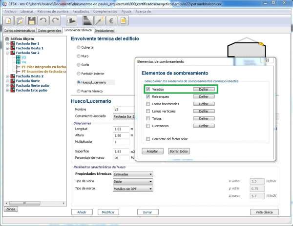 dispositivo proteccion solar voladizo