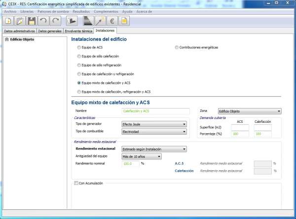 datos instalacion termica CE3X