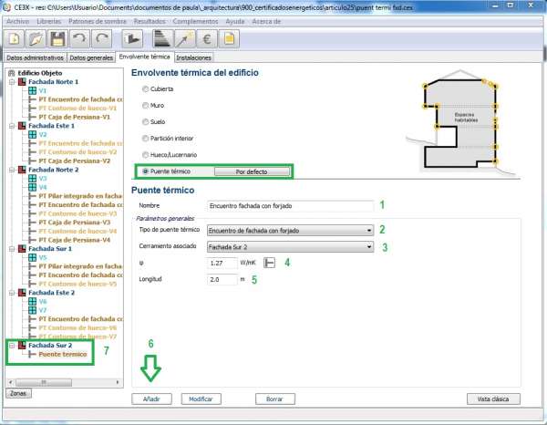 puente termico fachada seleccionada