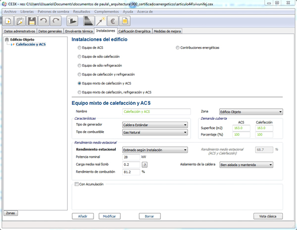 instalacion ACS certificado energetico