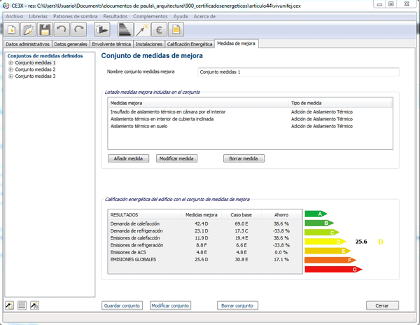 Medida mejora certificacion energetica