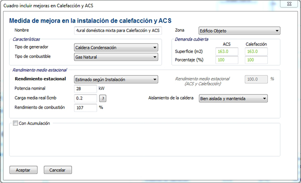 caldera condensacion certificacion energetica