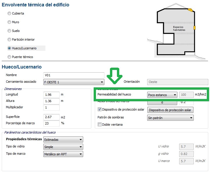 permeabilidad aire CE3X