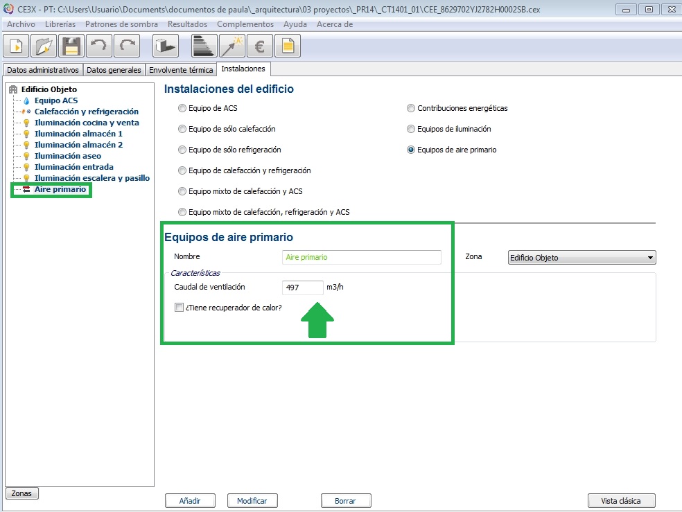 caudal aire primario ce3x