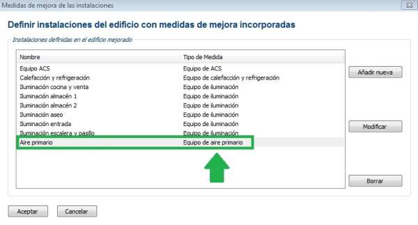 aire primario medida modificar