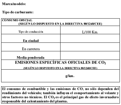 modelo etiqueta energetica obligatoria vehiculos