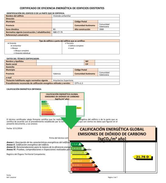 certificado energetico ecohipoteca calificacion