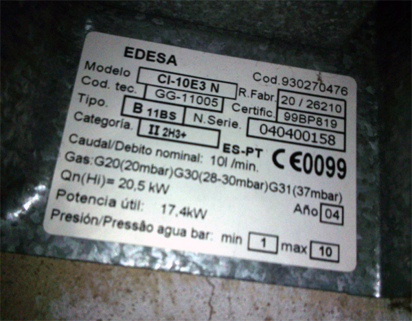 etiqueta calentador gas certificado