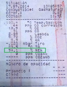 rendimiento combustion calentador gas certificado