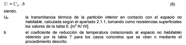 transmitancia termica particion interior certificado