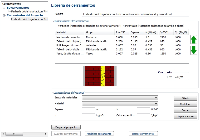 espesor conductividad cerramiento envolvente térmica ce3x