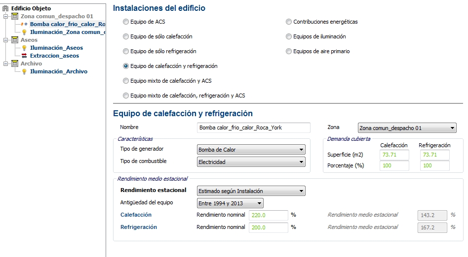 calificacion energetica local bomba calor calefaccion refrigeracion