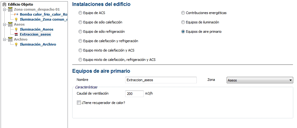 calificacion energetica local extraccion equipo aire primario