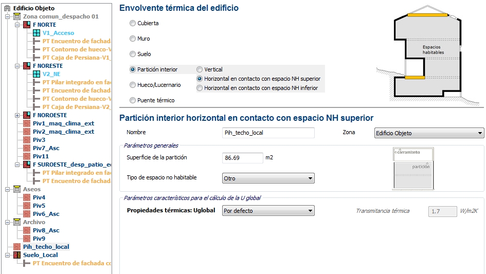 calificacion energetica particion interior horizontal