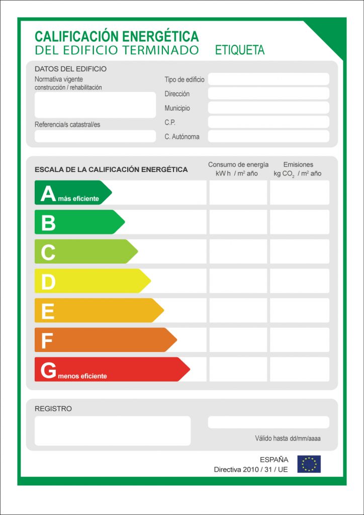 etiqueta energetica certificado energetico