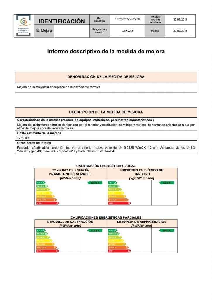 informe certificado energético contenido mínimo del certificado energético