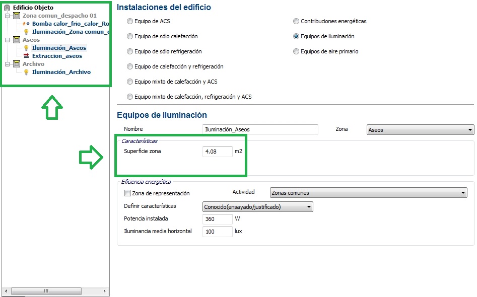 visita certificado energetico zonas iluminacion