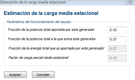 caldera centralizada carga media real fraccion potencia