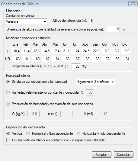 limitacion de condensaciones condiciones calculo