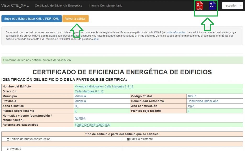Visor CTE XML Certificado Eficiencia Energética