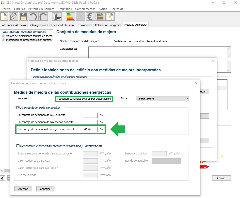 complemento de CE3X contribucion energías renovables