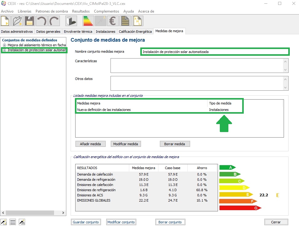 Complemento de CE3X medida de mejora instalaciones