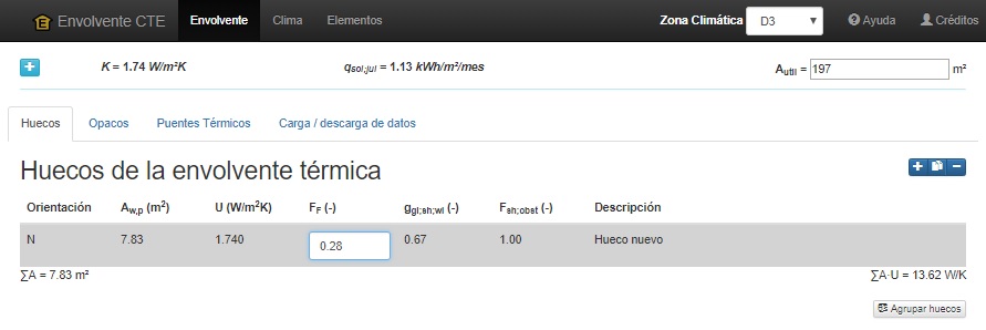 cálculo de parámetros de calidad de la envolvente fracción marco