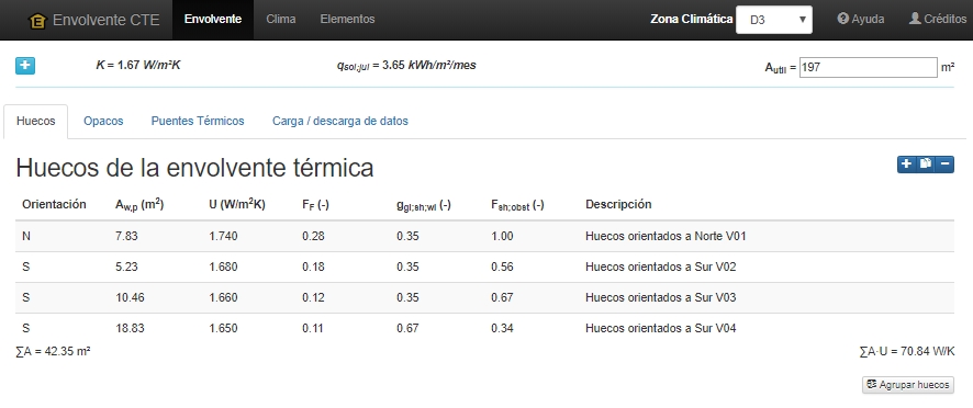 cálculo de parámetros de calidad de la envolvente factor de sombra