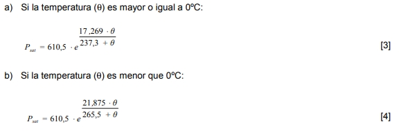 factor de resistencia a la difusión del vapor de agua presion saturacion