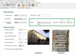 Zona climatica del CTE datos generales editable