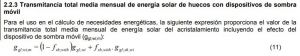 transmitancia de la enegia solar media mensual