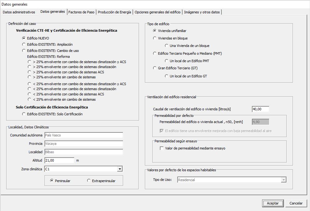 Blower door permeabilidad al aire HULC n50 datos generales