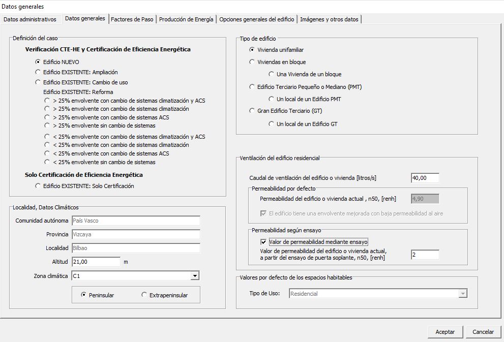 Blower door permeabilidad al aire HULC n50 valor permeabilidad mediante ensayo