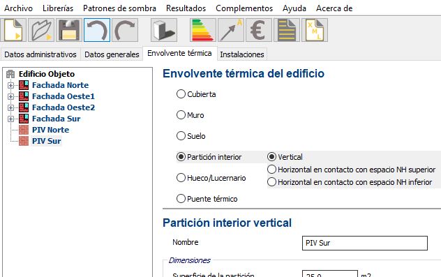 particiones interiores en CE3X