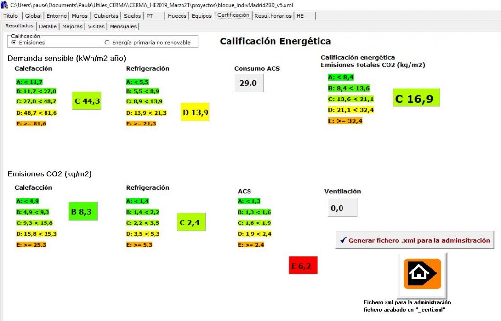 CERMA v5 calificacion emisiones energia primaria