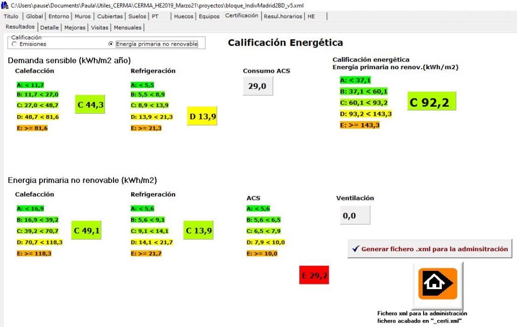 CERMA v5 calificacion emisiones energia primaria no renovable