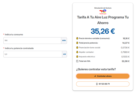 simulador de factura de luz segunda residencia