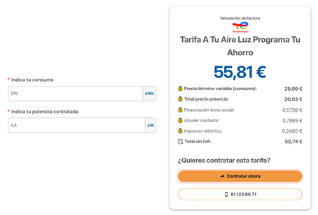 simulador de factura de luz vivienda piso
